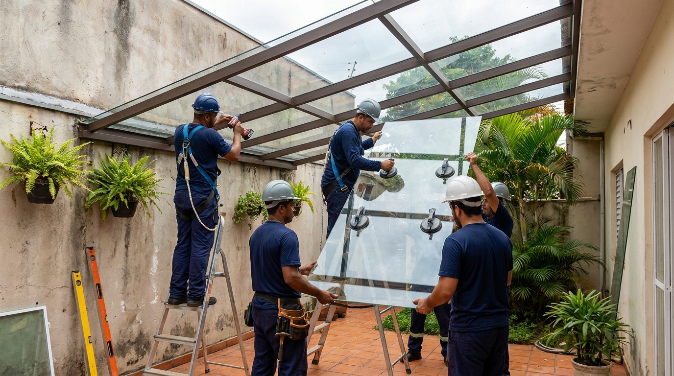 Instalação de cobertura de vidro em Manaus-AM