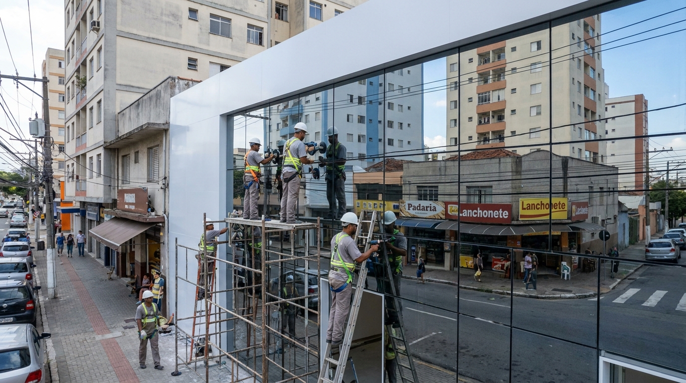 Fachada espelhada em esquina em Manaus-AM